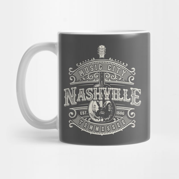 Nashville Music City Tennessee Guitar Vintage by Designkix